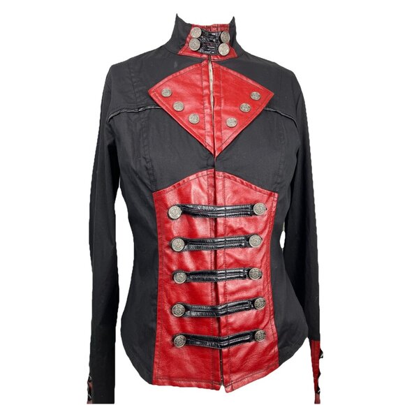 XL Vintage lip service vice Military Victorian Jacket Cyberpunk Goth Top Vampire - Picture 1 of 6